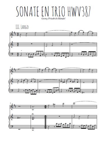 Téléchargez la partition de Sonate en trio Hwv387, 3. Largo